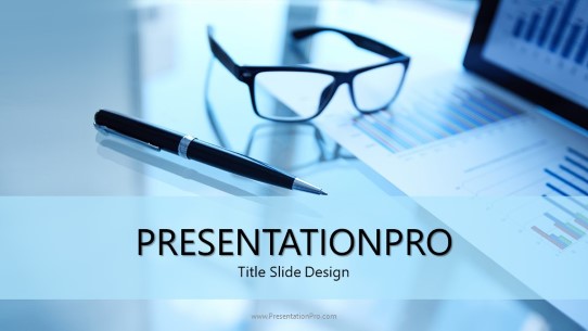 Business Desk Glass Widescreen PowerPoint Template title slide design
