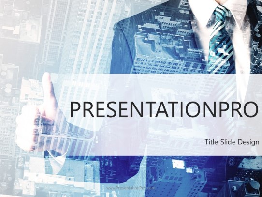 Business Man City Overlay PowerPoint Template title slide design