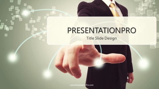 Business Man Pointer Widescreen PowerPoint Template title slide design