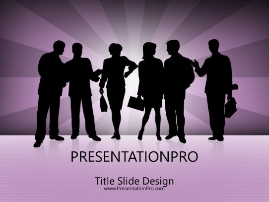 Business Silhouette Purple PowerPoint Template title slide design