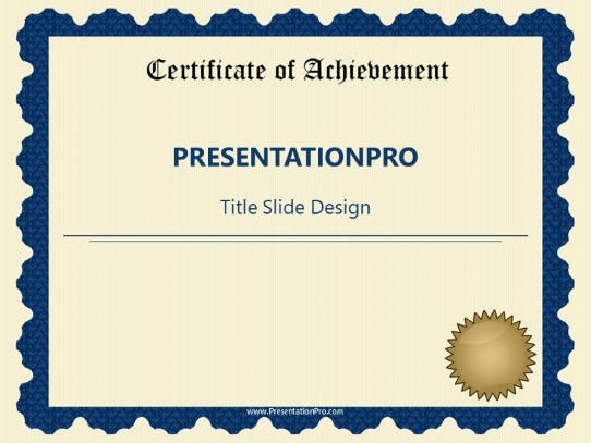 Certificate Of Achievement PowerPoint Template title slide design