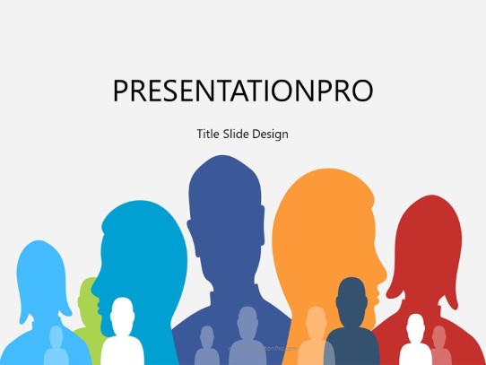 Colorful Heads Wide PowerPoint Template title slide design