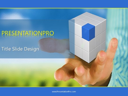 Cube In Hand Widescreen PowerPoint Template title slide design