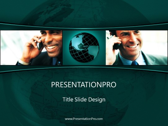 Global Communication 02 Teal PowerPoint Template title slide design