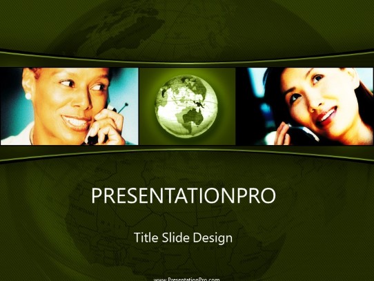 Global Communication Gold PowerPoint Template title slide design