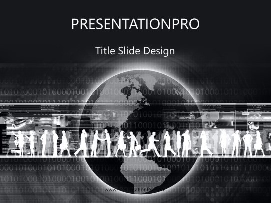 Global Workforce Gray PowerPoint Template title slide design