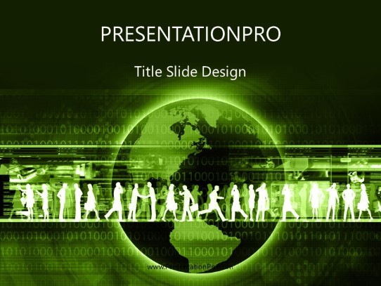 Global Workforce Green PowerPoint Template title slide design