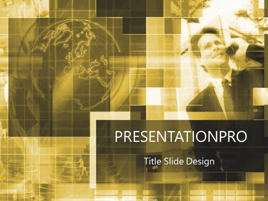 Globaltalk Gold PowerPoint Template title slide design