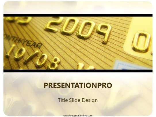 Golden Credit Card PowerPoint Template title slide design