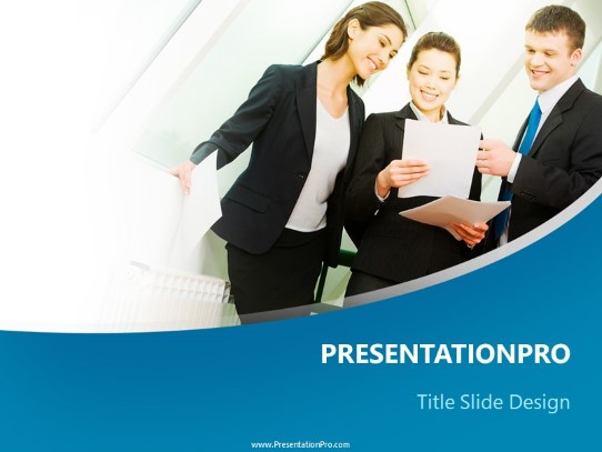 Happy Business Discussion PowerPoint Template title slide design