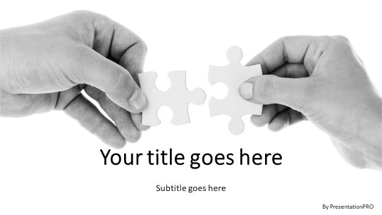 Hold Puzzles Widescreen PowerPoint Template title slide design