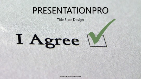 I Agree Checked Widescreen PowerPoint Template title slide design