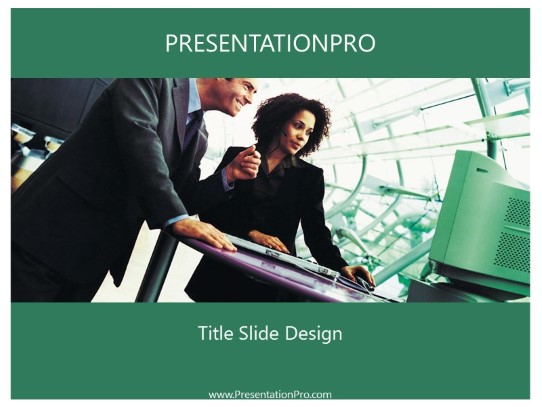 Lets Look Green PowerPoint Template title slide design