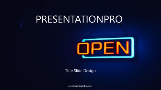 Neon Open Widescreen PowerPoint Template title slide design