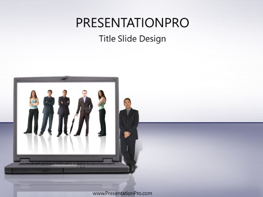 People Laptop PowerPoint Template title slide design