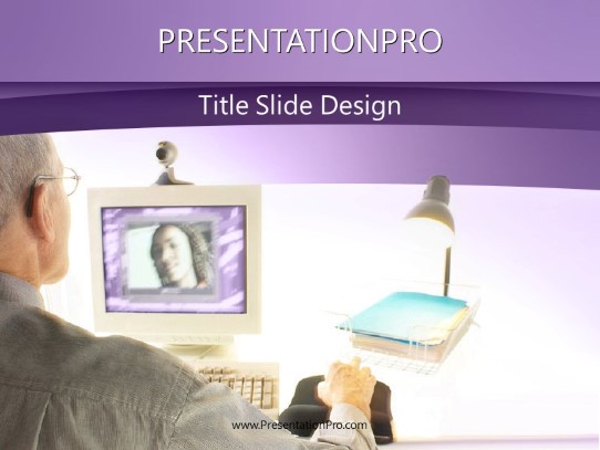 Video Conference 02 Purple PowerPoint Template title slide design