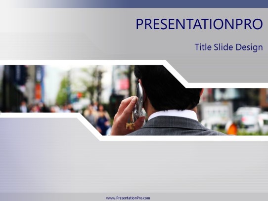 Walking Business Call PowerPoint Template title slide design