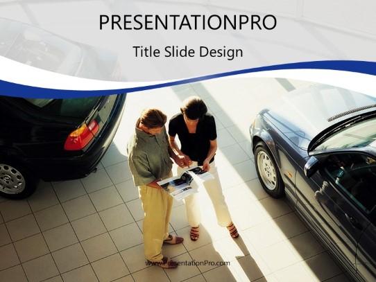 Car Sales Blue PowerPoint Template title slide design