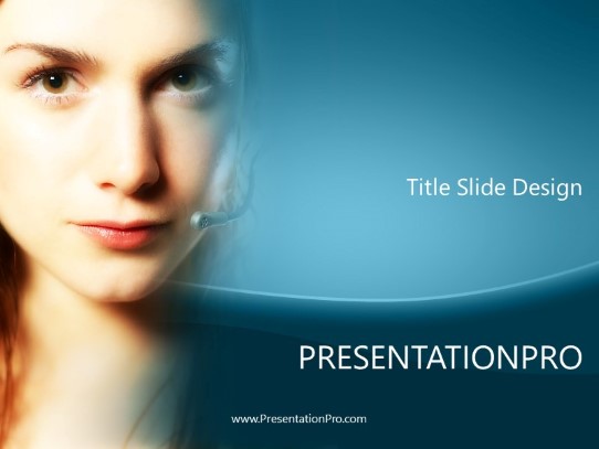 Female Telemarketer 01 Aqua PowerPoint Template title slide design