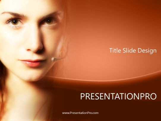 Female Telemarketer 01 Orange PowerPoint Template title slide design