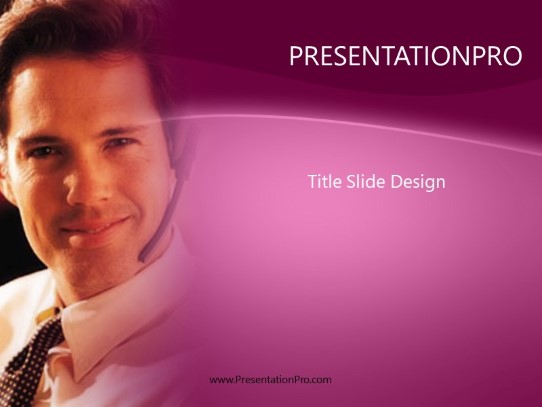 Male Telemarketer 01 Purple PowerPoint Template title slide design