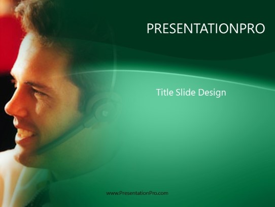 Male Telemarketer 02 Green PowerPoint Template title slide design