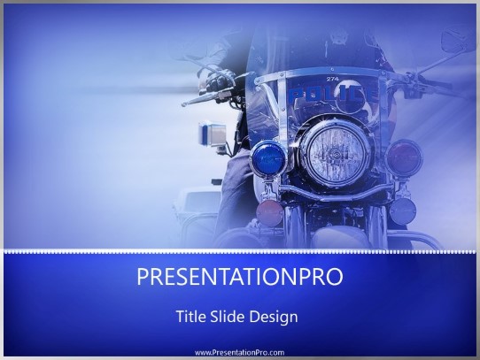 Police Motorcycle PowerPoint Template title slide design