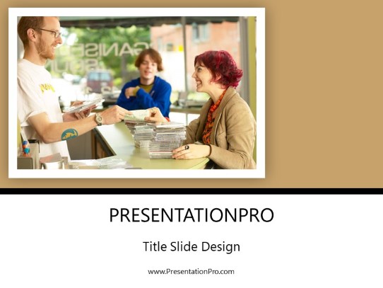 Record Store Tan PowerPoint Template title slide design