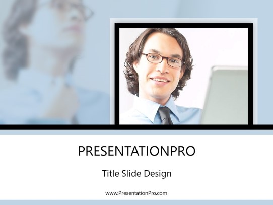Young Accountant Blue PowerPoint Template title slide design