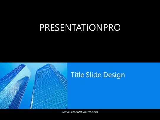 Blue Buildings PowerPoint Template title slide design
