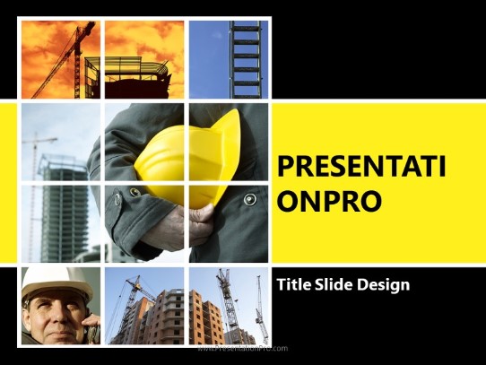 Conceptual Construction Yellow PowerPoint Template title slide design