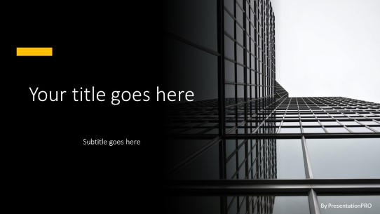 Glass Buildings Up Widescreen PowerPoint Template title slide design