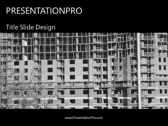 Grey Buildings PowerPoint Template title slide design
