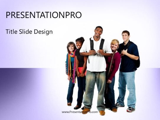 Back For Highschool Purple PowerPoint Template title slide design