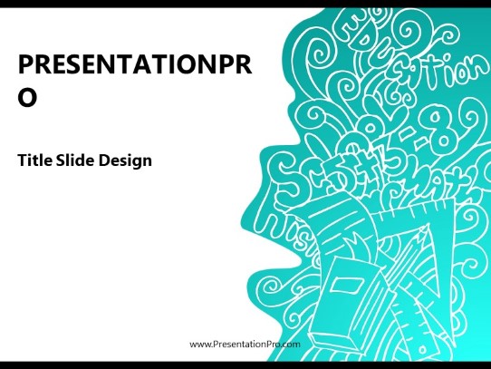 Education Doodle Teal PowerPoint Template title slide design
