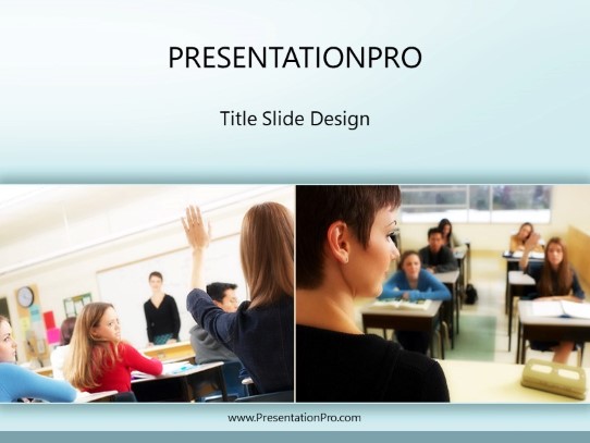 Hand Raise 02 Blue PowerPoint Template title slide design