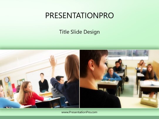 Hand Raise 02 Green PowerPoint Template title slide design