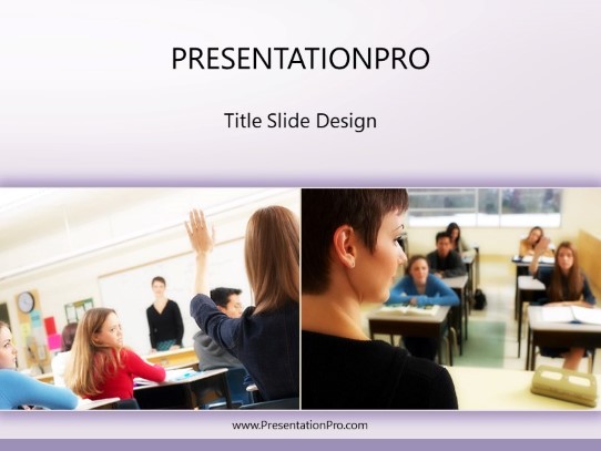 Hand Raise 02 Purple PowerPoint Template title slide design
