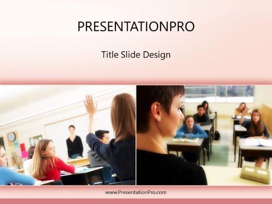 Hand Raise 02 Red PowerPoint Template title slide design