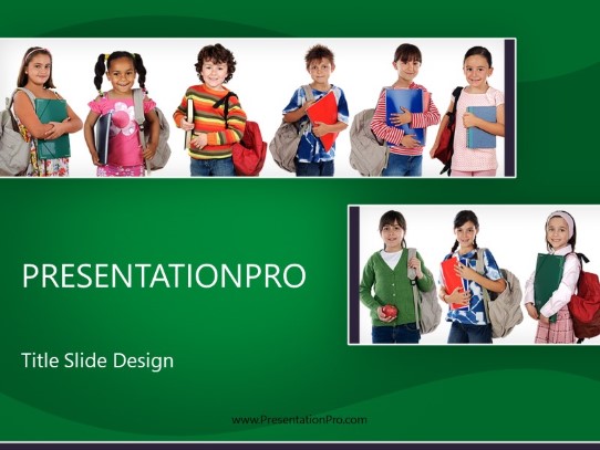 Ready For School Green PowerPoint Template title slide design