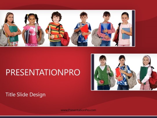 Ready For School Red PowerPoint Template title slide design
