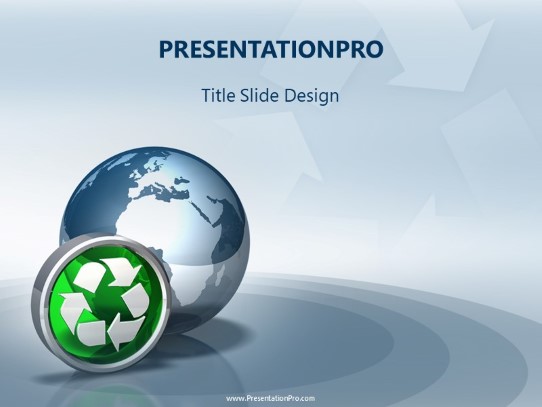 Globe Icon Recycle PowerPoint Template title slide design