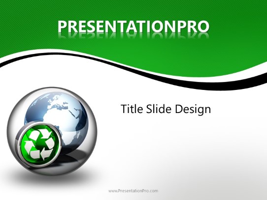 Globe Icon Recycle 2 PowerPoint Template title slide design