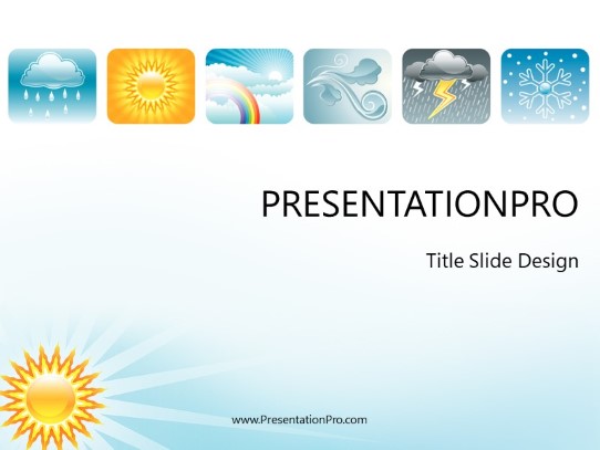 Weather Climate Icons PowerPoint Template title slide design