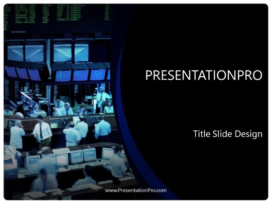European Stock Exchange Black PowerPoint Template title slide design