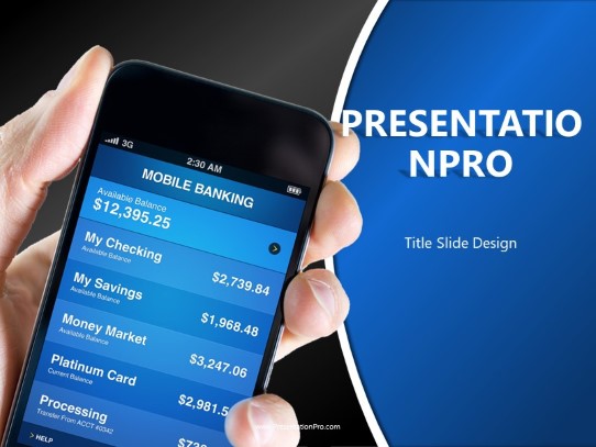 Mobile Banking PowerPoint Template title slide design