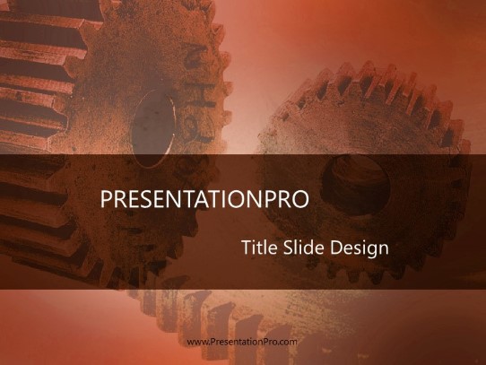 Geared Up Rust PowerPoint Template title slide design
