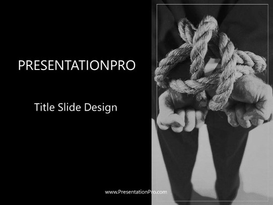 Hands Tied Grey PowerPoint Template title slide design