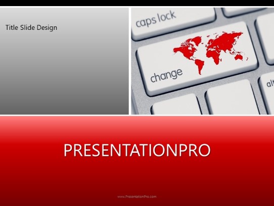 Change The World Keyboard PowerPoint Template title slide design