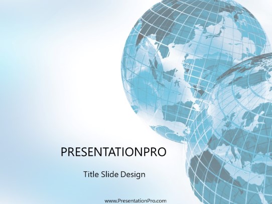 Corner Globes Blue PowerPoint Template title slide design